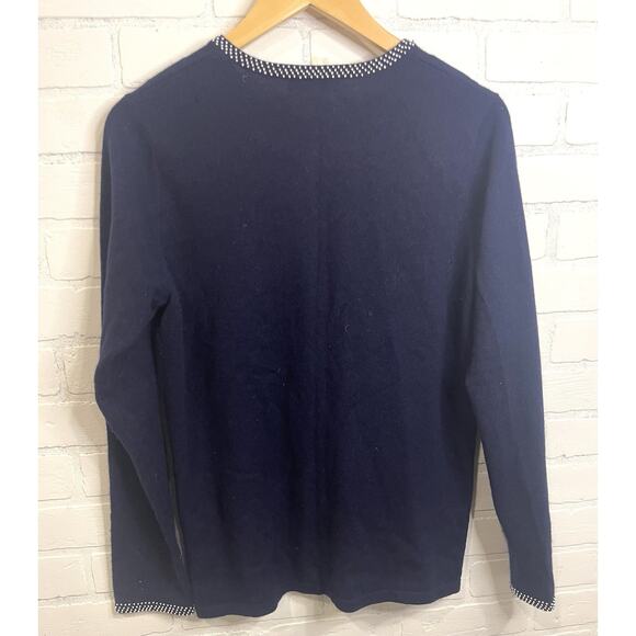 Lands End Sweater Womens Medium Blue 100% Cashmere Cardigan Speckle Sweater - Picture 10 of 11